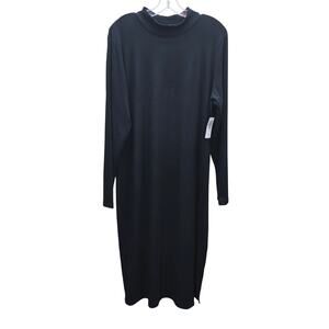 Torrid NWT Fitted Super Soft Rib Mock Neck Asymmetrical Hem Tunic Top Black 2X